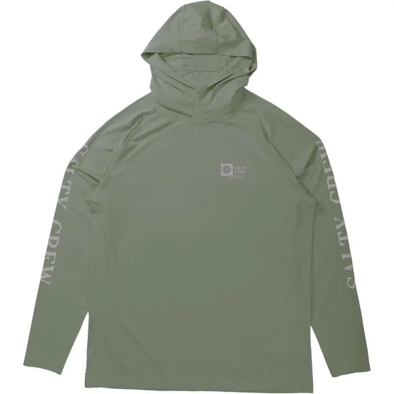 Populaire Tee shirt SALTY CREW Apex perforated hood + mask Oil green
