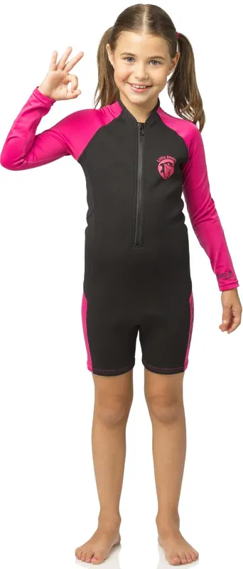 Shorty de Natation enfant Cressi Little Shark L.S - 2 mm - Black/Pink Certifié