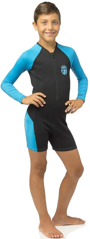 Vente Flash Shorty de Natation enfant Cressi Little Shark L.S - 2 mm - Black/Blue