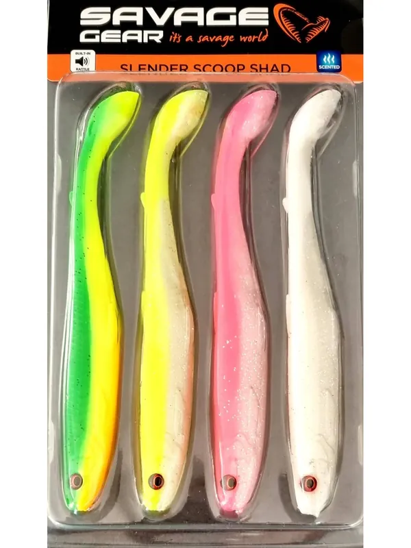 LEURRE SOUPLE SAVAGE GEAR SLENDER SCOOP SHAD MIX Dernier Modèle