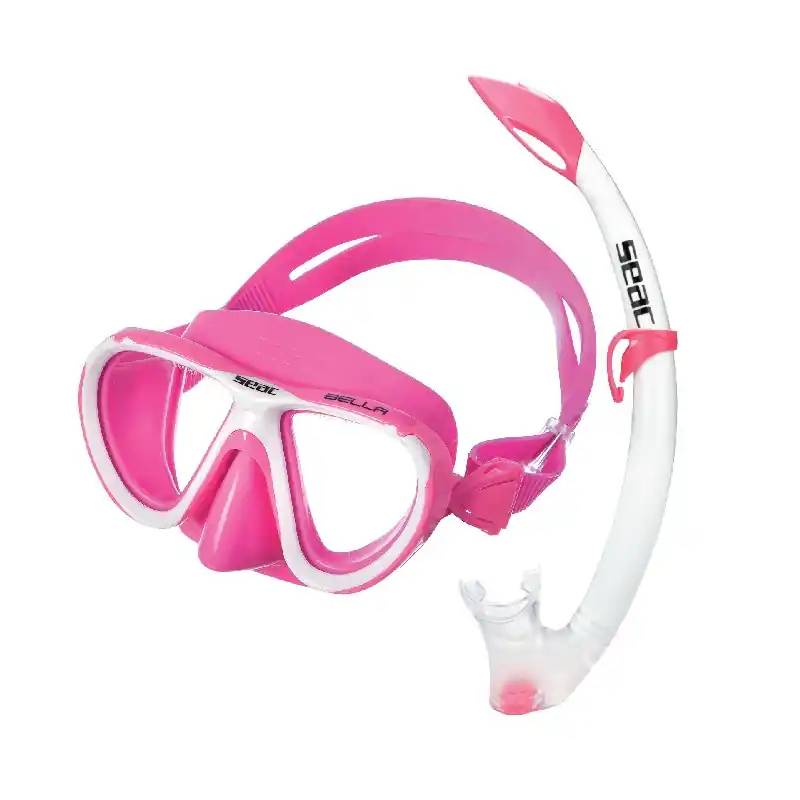 Certifié Kit masque tuba silicone Seac Sub Bella Rose Junior 4-8 ans purge