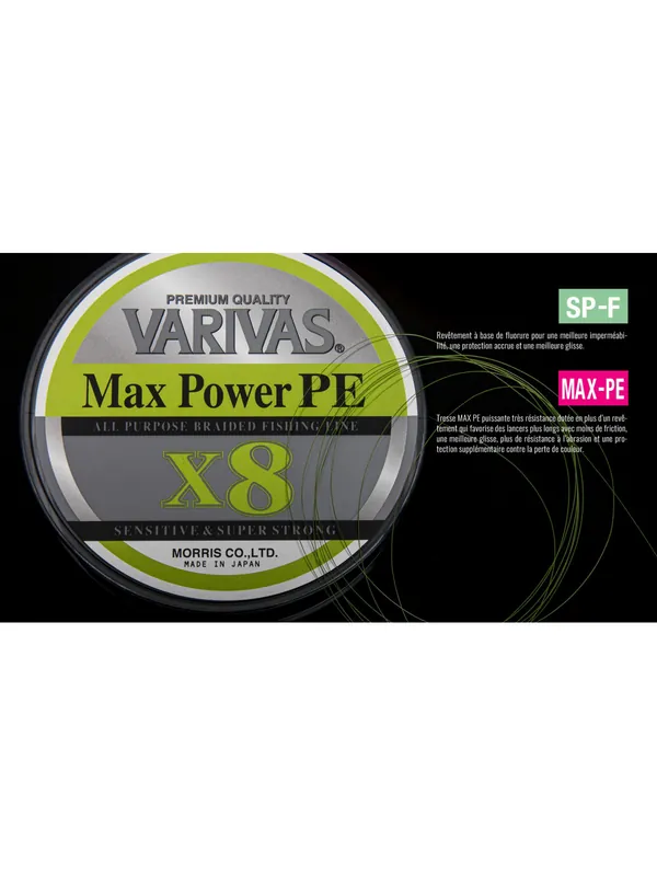 TRESSE VARIVAS MAX POWER X8 150M GREEN Authentique