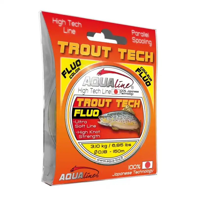 Jusqu&rsquo;à Épuisement Des Stocks TROUT TECH – 0,140MM – 2,07KG – 150M – BI-COLOR JAUNE / ORANGE FUN FISHING