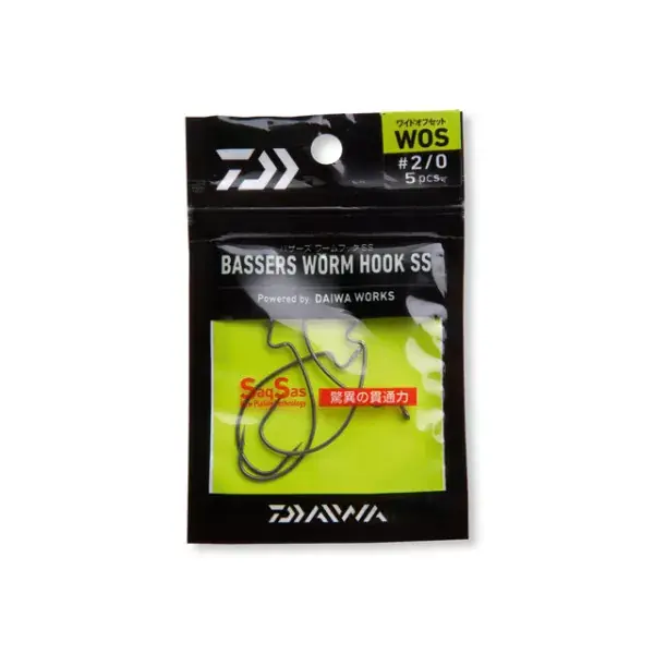 Meilleure Vente Daiwa Bassers Wormhook WOS, Hç. 1/0, 3/0, Hameçon spécial, SaqSas technologie