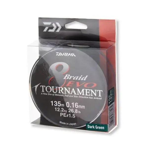 Produit De Marque Daiwa Tournament 8 Braid Evo, vert, 135m, 300m, 1000m, Tresse