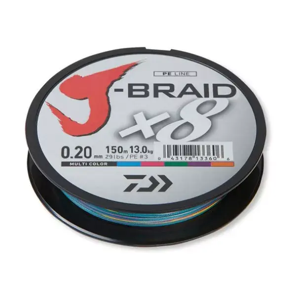 Bon Marché Daiwa J-Braid X8, multicolor, 150m, 300m, 1500m, Tresse