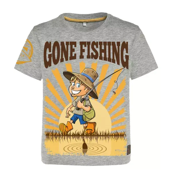 Expédition Rapide HOTSPOT DESIGN Gone Fishing, gris, T-shirt