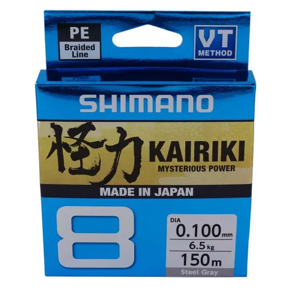 Prix Bas SHIMANO Kairiki 8, 150m, Lumière-gris, Ligne de pêche tressée 8 fois