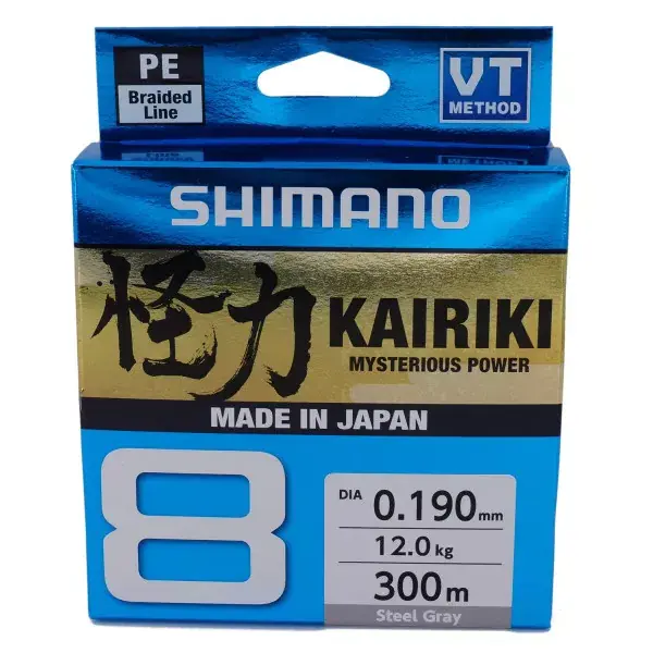 SHIMANO Kairiki 8, 300m, Lumière-gris, Ligne de pêche tressée 8 fois Jusqu'à Épuisement Des Stocks