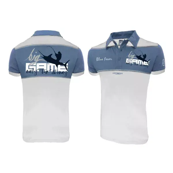 HOTSPOT DESIGN Big Game 2.0, Only The Strong, blanc-bleu, Polo , Pour les pêcheurs en haute mer Nouvelle Collection