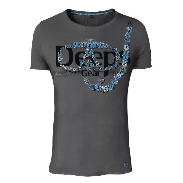 Soldes HOTSPOT DESIGN Deeps Gear T-shirt Metal Mask, gris, T-shirt de plongeur