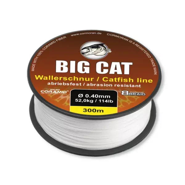 CORMORAN BIG CAT 8-BRAID CATFISH LINE, blanc, Micro Coramid® Catfish ligne Top Vente