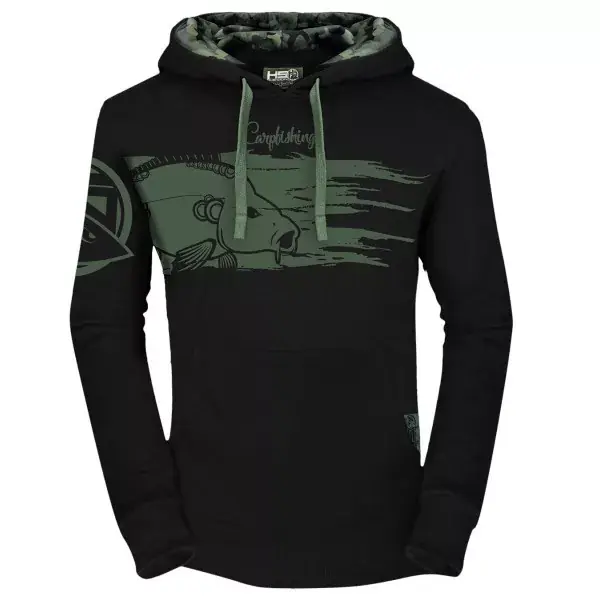 HOTSPOT DESIGN Hoodie Carpfishing, noir, Chandail, avec détail de camouflage Expédié Aujourd'hui