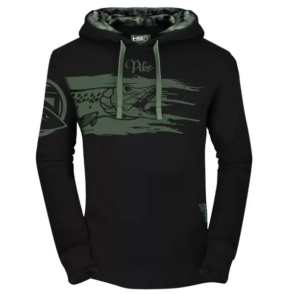 HOTSPOT DESIGN Sweatshirt à capuche, noir, Brochet, avec détail de camouflage Marque