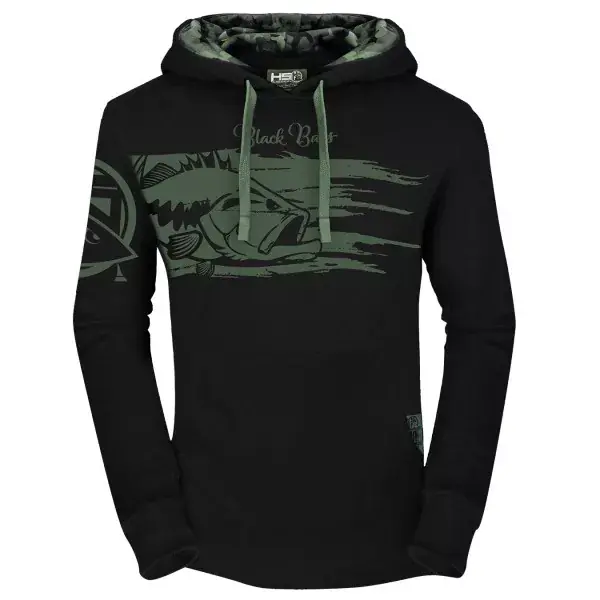 Quantité Limitée HOTSPOT DESIGN Sweatshirt à capuche, noir, Perche, avec détail de camouflage