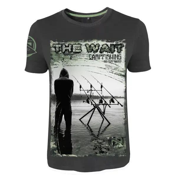 HOTSPOT DESIGN THE WAIT CARPFISHING, gris-vert, T-Shirt Paiement Sécurisé