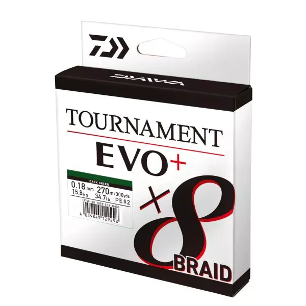 DAIWA Tournament x8 Braid EVO+, 135m, vert, Ligne de Pêche Tressée Jusqu'à Épuisement Des Stocks