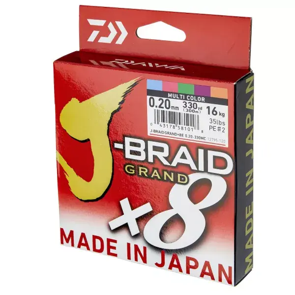Commander Maintenant DAIWA J-Braid Grand X8, 3000m, multi couleur, Ligne de Pêche Tressée