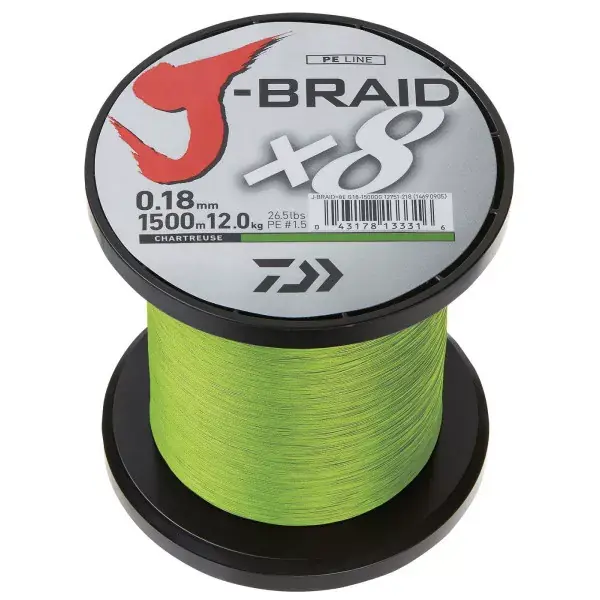 DAIWA J-Braid X8, 3000m, chartreuse, Ligne de Pêche Tressée Offre Spéciale