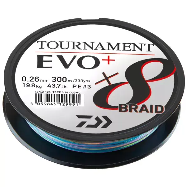 DAIWA Tournament x8 Braid EVO+, multi couleur, Ligne de Pêche Tressée Dernière Chance
