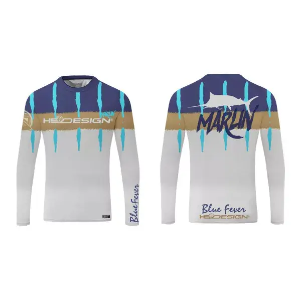 HOTSPOT DESIGN T-shirt Ocean Performance LS – Marlin, blanc-bleu, Chemise Fonctionnelle Acheter Direct