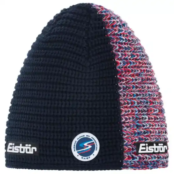 Retour Gratuit EISBÄR Shari OS RASF, Taille Unique, Panneaux Bleu Nuit/Multicolores, Bonnet d’Hiver, Logo de l‘Association de Ski Russe, 39940