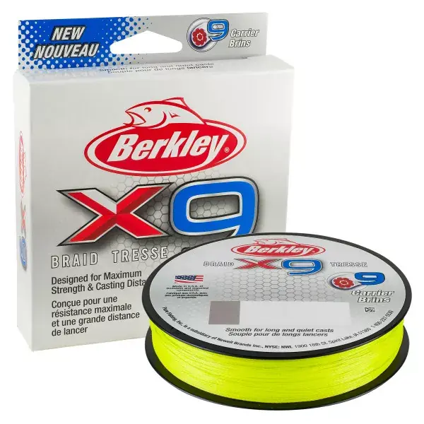BERKLEY x9 Braid, vert citron, fil de pêche tressé Affaire À Saisir