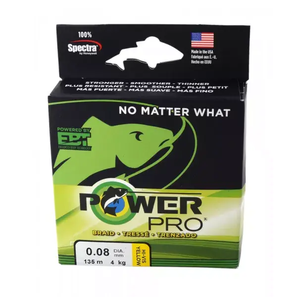 Meilleur Choix POWERPRO Classic, 275m, 0,08mm, 4kg / 8,82lbs, jaune, Fil de Pêche Tressé, PPBI27508Y