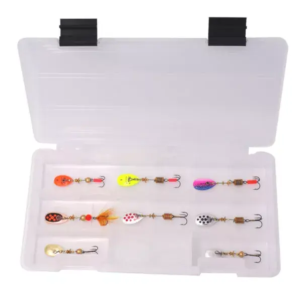 Commande En Gros MEPPS ALL IN ONE SPINFISHING KIT 1, 8 cuillères Mepps Aglia assorties avec boîte à appâts, 3 pièces taille 0 et 5 pièces taille 1, différents modèles, 23x12x3,5cm, KOEDBOX01