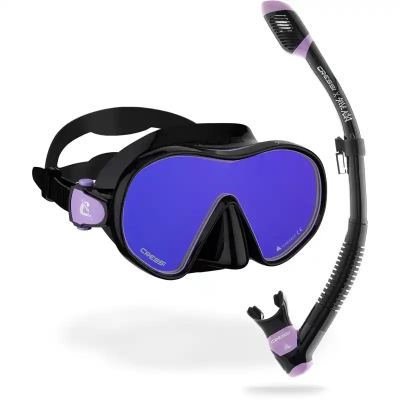 Kit MT Cressi Hiroquest combo X Steve Aoki - Lila UV 380 Bleu/Orange Lenses Commander Vite