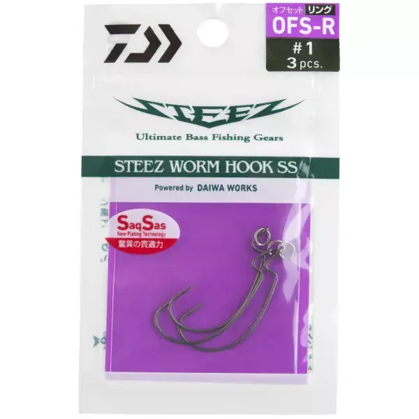DAIWA Steez Worm Hook SS Offset Ring, Hameçon Simple Livraison Express