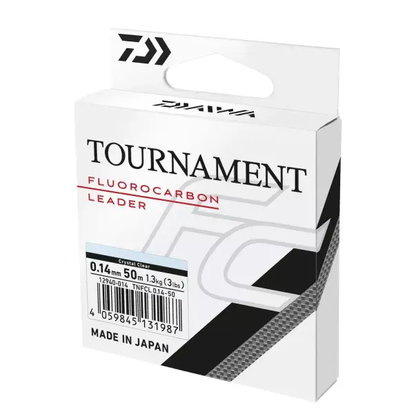 Super Prix DAIWA Tournament Fluorocarbon Leader, 50m, transparent, Bas de Ligne Peche