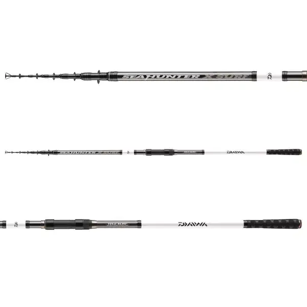 Vente Flash DAIWA SEAHUNTER X TELE SURF, 3,9m, 12,79ft, 60-180g, 6 elements, Canne À Pêche Surf, medium fast Action, 11535-395