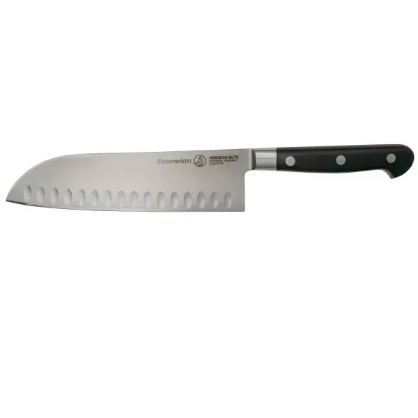 MESSERMEISTER Meridian Elite Kullenschliff Foire sacrée, Longueur de la lame 18cm, Couteau de chef japonais, MM-E-3610-7K Seulement Aujourd&rsquo;hui