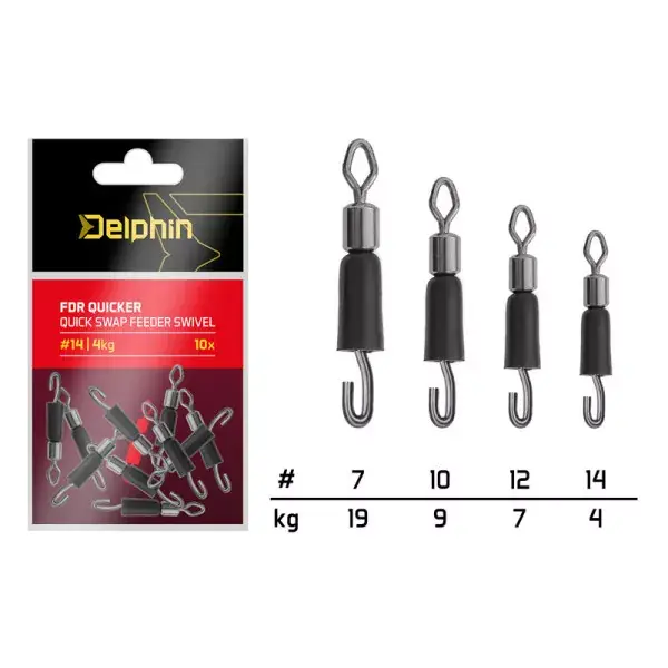 Achat Immédiat DELPHIN FDR Quicker-Swap, Émerillon avec élastique pour la pêche