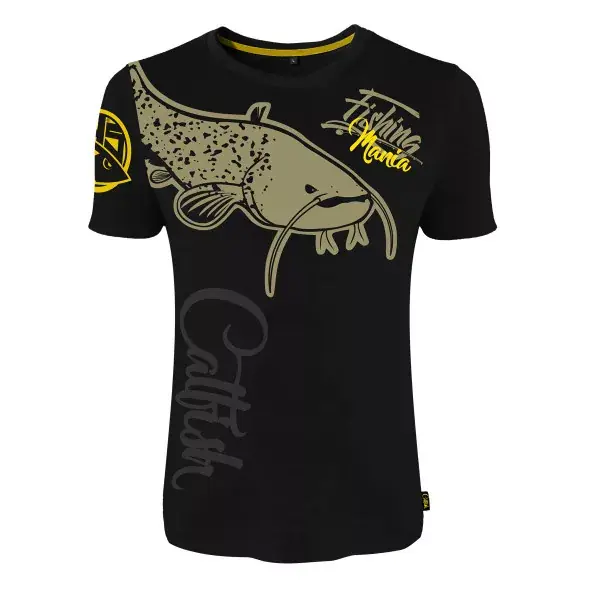 HOTSPOT DESIGN Fishing Mania CatFish, noir-jaune, T-shirt Must-Have