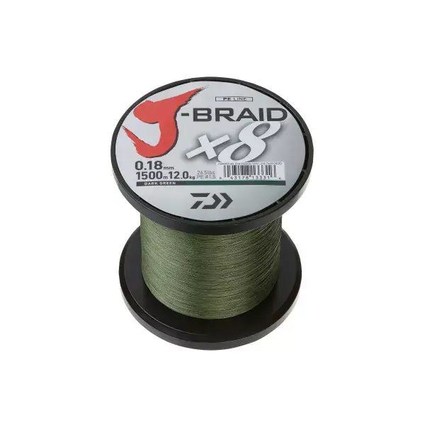 Commande En Gros DAIWA J-Braid X8, 3000m, vert foncé, Fil de pêche tressé