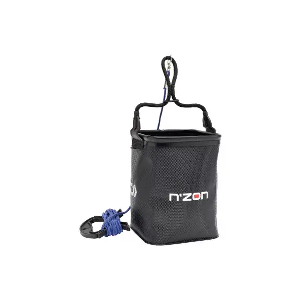 DAIWA NZon Foldable EVA Bucket, Règle d‘angle pliante, 16x16x20cm, noir, avec poignée de transport et corde, 13305-105 Vente Flash