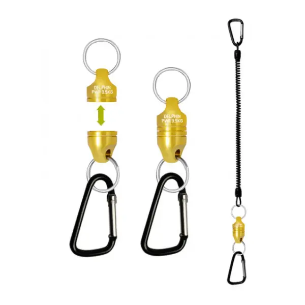 Soldes DELPHIN PWR, Dispositif de sécurité net avec mousqueton et accouplement magnétique + ceinture, or-noir, 942000256