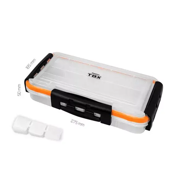 Offre Du Jour DELPHIN TBX One 75-3P Clip WP, Boîte d‘Appâts Artificiels, 27,5x18,5x5cm, transparent-noir, 101000691