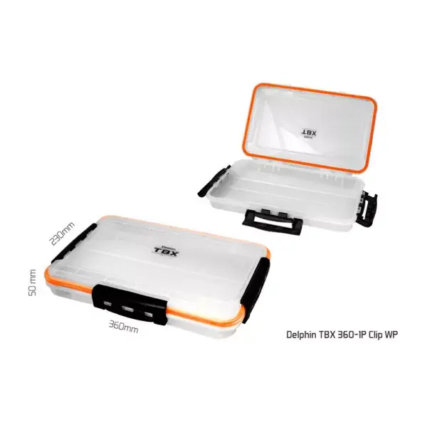 DELPHIN TBX One 360-1P Clip WP, Boîte d‘Appâts Artificiels, 36x23x5cm, transparent-noir, 101000690 Achat Immédiat