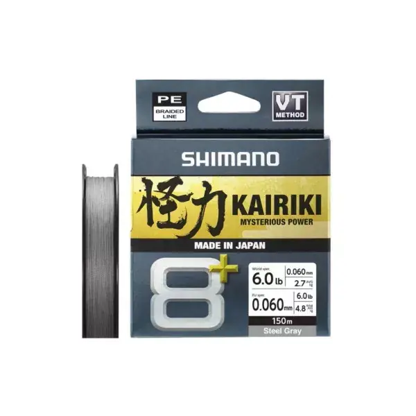 SHIMANO Kairiki 8+, Gris Acier, Lignes de pêche 8 fois tressées Commande En Gros