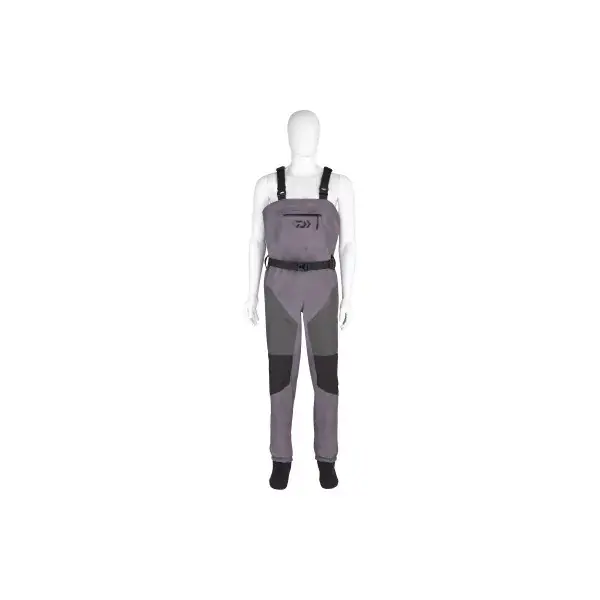 DAIWA D-Vec Breathable Waders, gris-noir, Bottes de pêche, avec chaussures en néoprène Promotion