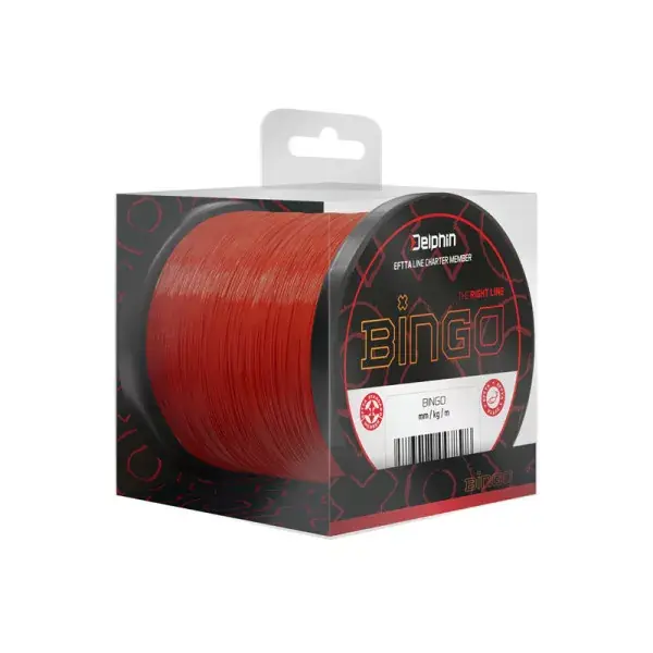 Offre Du Jour DELPHIN BINGO, 300m, 0,25mm, 5.4kg / 11,91lbs, foncé-rouge, Fil de pêche monofilament