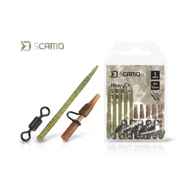 Meilleure Vente DELPHIN sCAMO HeavyC + Swivel + Tube 5 Sets, Komplettset für Karpfenmontagen, 101005894