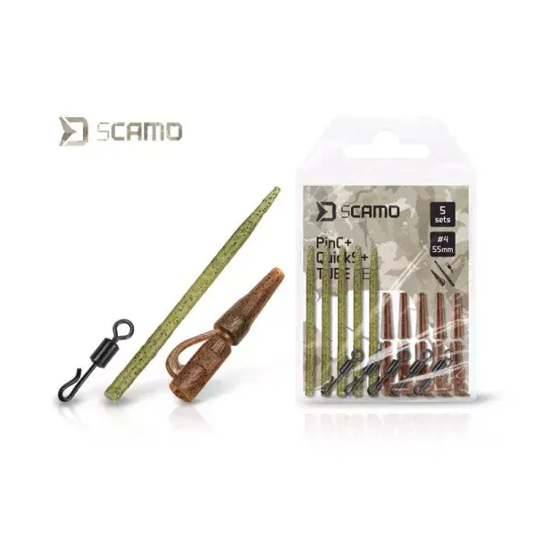 Super Prix DELPHIN sCAMO PinC + QuickS + Tube 5 Sets, Komplettset für Karpfenmontagen, 101005895