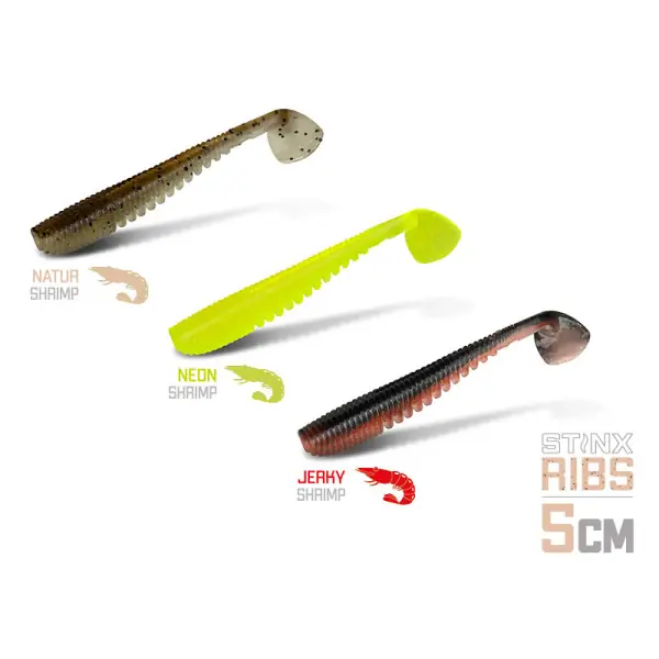 Bon Marché DELPHIN B! StinxRIBS Shrimp, Leurre en caoutchouc, 5cm, 20 pièces