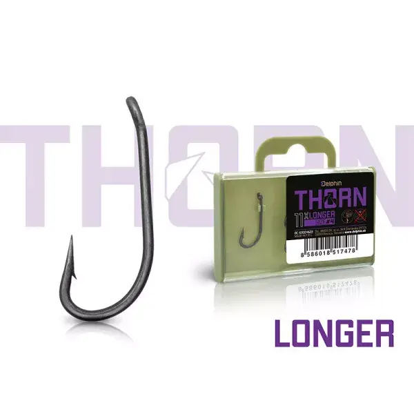 DELPHIN THORN Longer 11x, Hameçons pour la Pêche à la Carpe Dernier Modèle