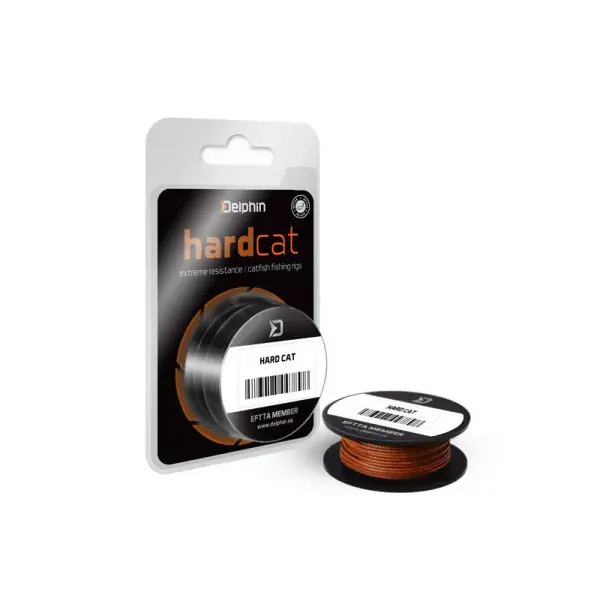 Authentique DELPHIN HARD CAT, 10m, 1,1mm, 100kg / 220,46lbs, rouge-marron, Ligne de pêche leader pour silure, 101001630