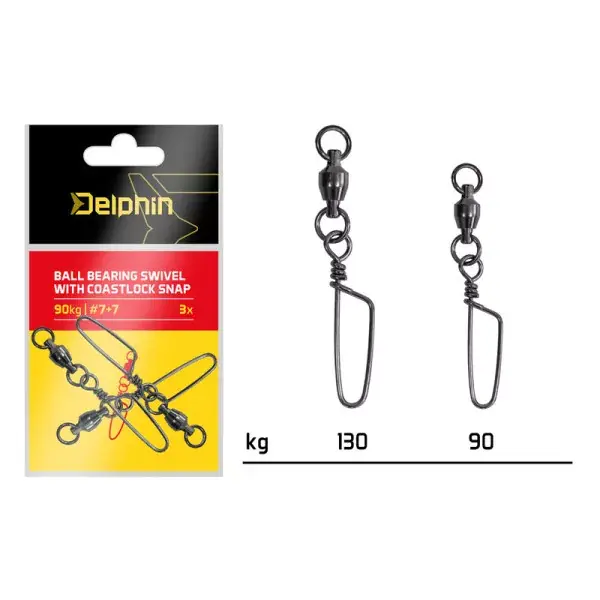 DELPHIN Ball Bearing Swivel, Premium Pivot avec Mousqueton, 3 pièces Populaire